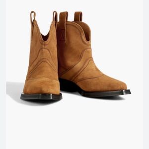 Ganni Leather Cowboy Boots Women's Brown Size 37/7